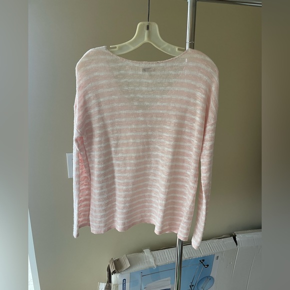 Project Pink and white Linen and cotton v-neck sweater - Picture 2 of 2